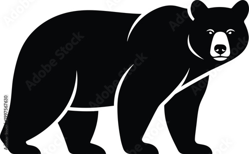 Black bear silhouette a bold graphic illustration isolated on transparent background