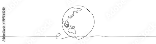 Rotating Globe World Hand Drawn Sketch Style with Continuos Line Drawing Seamless Loop