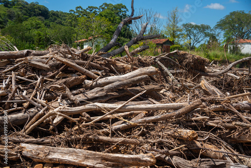 flood debris after river overflow in Brazil.