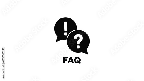 faq icon with question and exclamation marks in speech bubbles minimal flat vector customer support help concept ui ux illustration