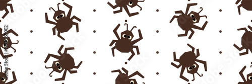 Insect with spider beetle and bug cute. Cute pattern for kids fabric wallpaper and wrapping paper.