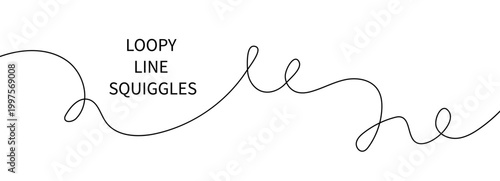 Tableau sur toile Drawing, curvy, abstract, thin, squiggle, and wavy line art with a continuous, cable-like flow for a long, organic divider element