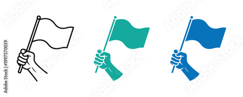 Hand holding flags vector illustration for design and symbolic representation