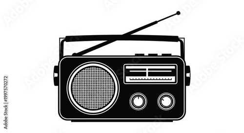 radio with antenna silhouette high quality professional detailed modern elegant stylish