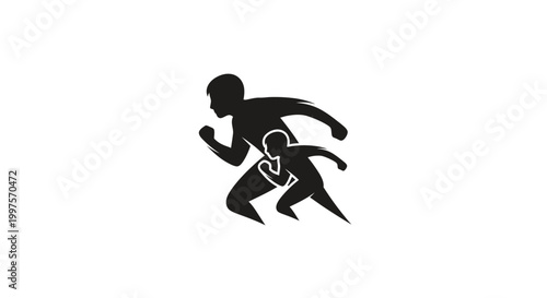 running figures in dynamic pose silhouette high quality professional detailed modern