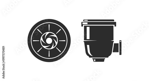 camera lens and camera body silhouette high quality professional detailed modern