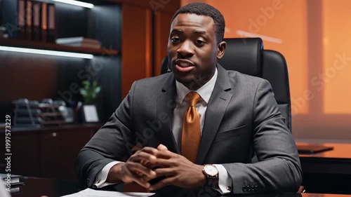 Professional African American Executive in a Conference Room Business Discussion