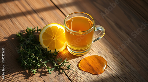 Soothing Herbal Tea with Lemon and Ginger – Natural Immunity Boost Concept