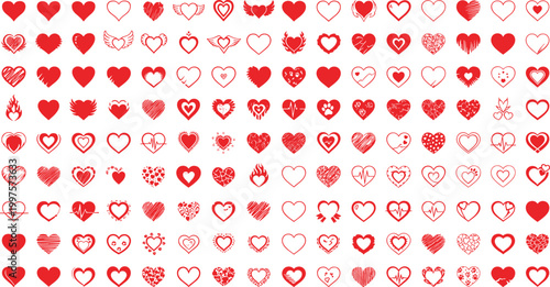 Heart shapes icons collection for valentine's day and love symbols