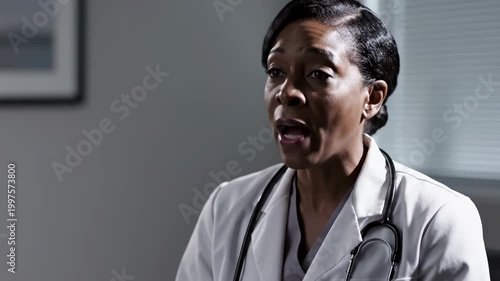 Professional Female Doctor Discussing Health Information in A Healthcare Setting