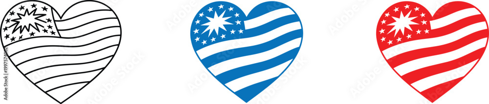 Obraz premium American flag heart vector art patriotic designs for independence day usa celebrations