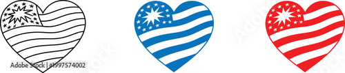American flag heart vector art patriotic designs for independence day usa celebrations