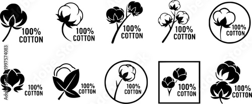 vector set of 100% cotton icon vector template

