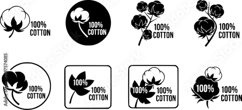 vector set of 100% cotton icon vector template
