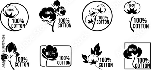 vector set of 100% cotton icon vector template
