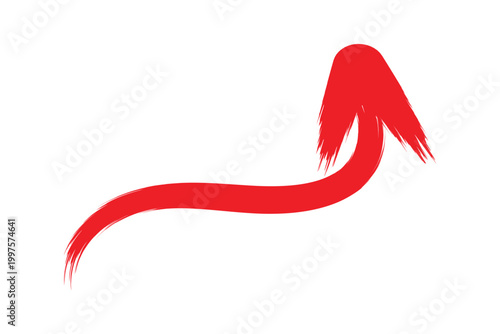 Hand drawn brush stroke red arrow icon texture on white background modern indicator and infographic symbol vector illustration