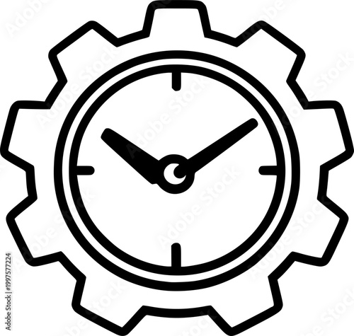 Clock Gear Time Management Efficiency Process Productivity Vector Icon