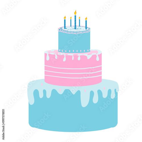 Happy Birthday Cake Vector Illustration Festive Design for Celebration.a delicious birthday cake, perfect for invitations, greeting cards, and festive decorations.