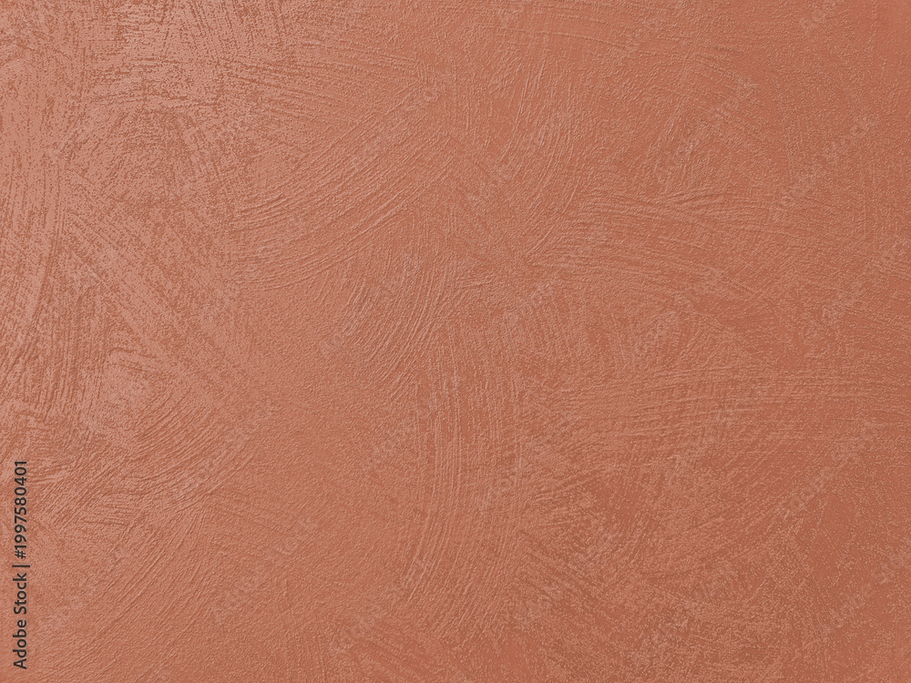 Fototapeta premium Terracotta stucco background with swirl brush marks and organic pattern