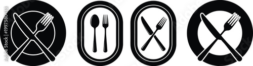 Elegant silhouette dinner plates with cutlery a minimalist table setting design