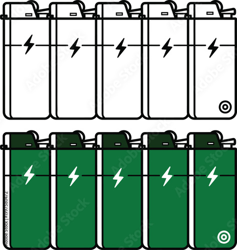 Lighters in rows a silhouette study of flame ignition devices