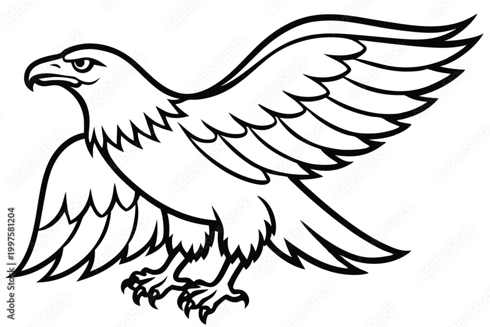 Obraz premium eagle bird silhouette line art vector illustration with a white background
