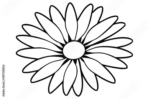 daisy flower silhouette line art vector illustration with a white background