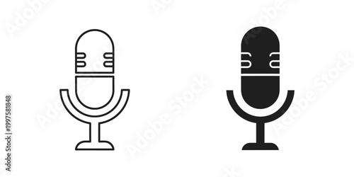 Contrasting microphone icons with different fill styles for visual emphasis