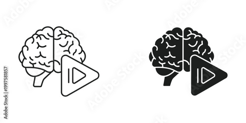 Contrast between active and inactive brain states with play buttons