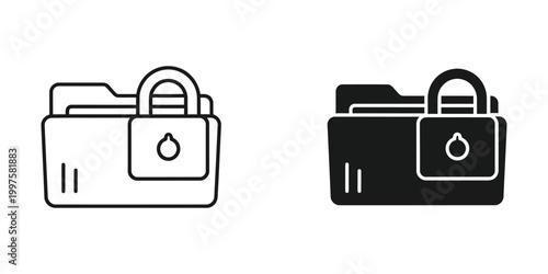Comparison of a secured and unsecured digital wallet or document folder icon