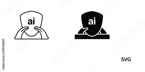 Comparison of traditional and modern artificial intelligence representation with headphones