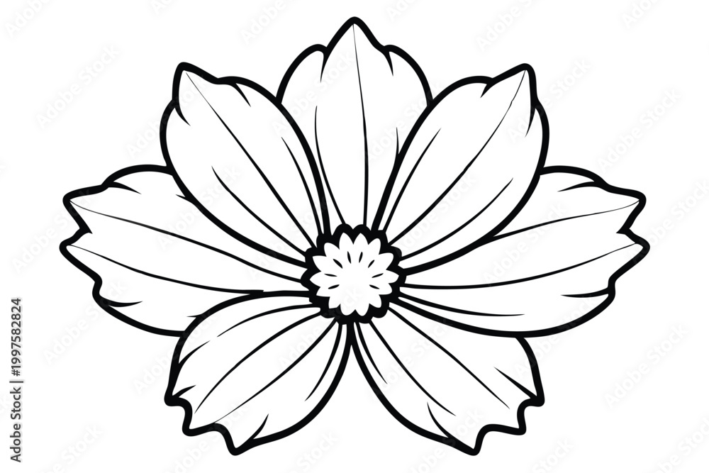 Fototapeta premium cosmos flower silhouette line art vector illustration with a white background