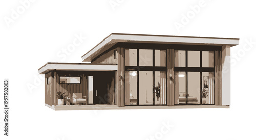 Modern Minimalist House Exterior with Large and Covered Patio