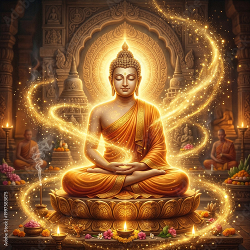 Golden Buddha Meditating wi...