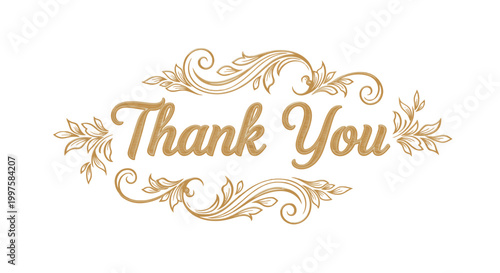 Elegant Thank You Card with Floral Swirls and Decorative Elements