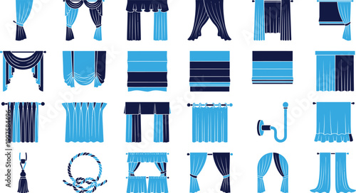 Array of window dressing options including curtains blinds and decorative fabric treatments.