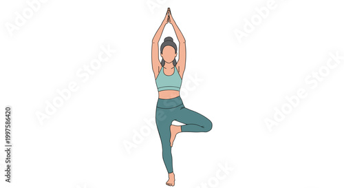 A woman in a yoga pose with her arms raised in a vector graphic
