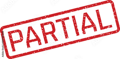 Red rubber stamp with the word 'partial' official document marking