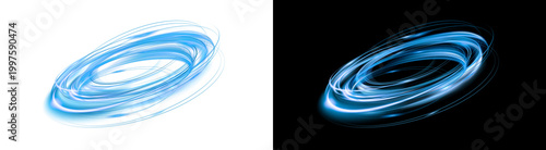 Fotografie PNG image ofAbstract blue glowing light trail swirl effect captured as a dynamic
