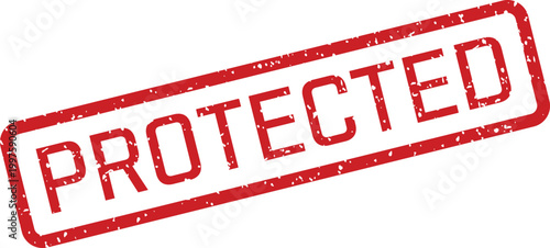 Red 'protected' stamp security and confidentiality indication