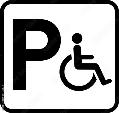 Accessible parking sign with wheelchair symbol icon