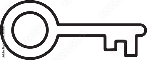 Old metal key for antique lock and security access control icon isolated on white background for mystery home safety and vintage protection theme design.