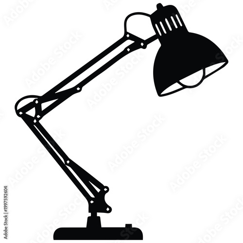 Adjustable desk lamp silhouette icon for office and study room lighting