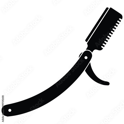 Vintage straight razor silhouette icon for barber shop and grooming logo