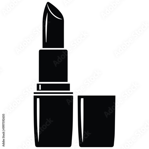  Open lipstick tube silhouette icon for beauty makeup and cosmetic branding