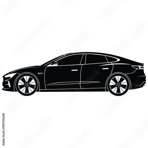 Modern sedan car silhouette icon for automotive transport and car rental logo
