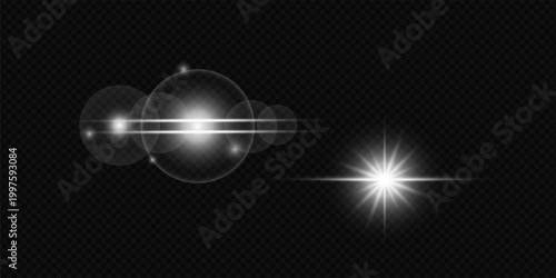 Realistic white light effects and starlight effect collections.
