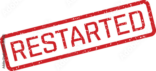 Red 'restarted' stamp a symbol of system or process renewal