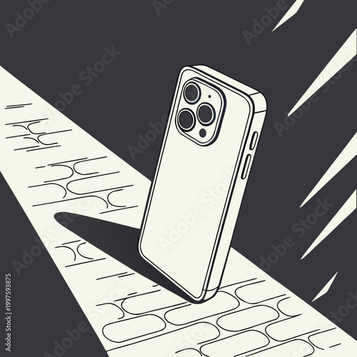 Smartphone with triple camera jumping off screen