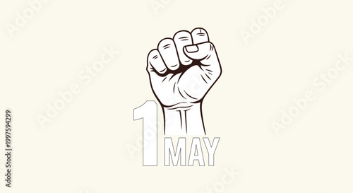 Raised fist with text 1 may silhouette